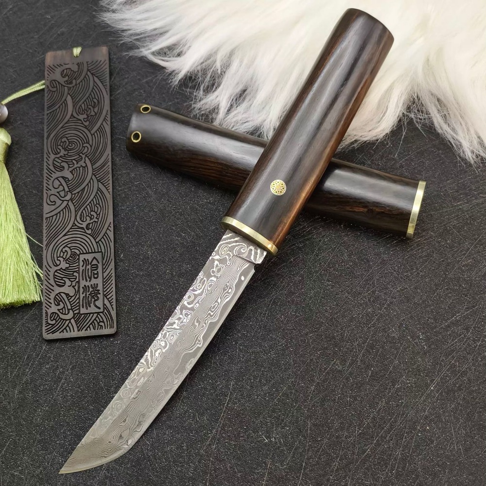 Woodworking In Japanese - Nóż ze stali VG10 Damascus Tanto
